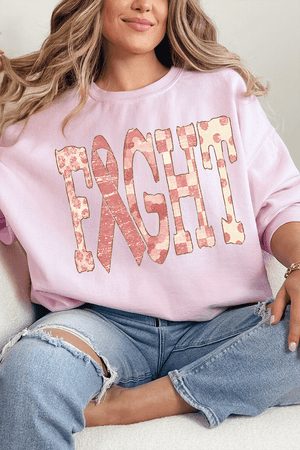 Pink Patterned Fight Heavy Blend Crew Sweatshirt - Wholesale Accessory Market