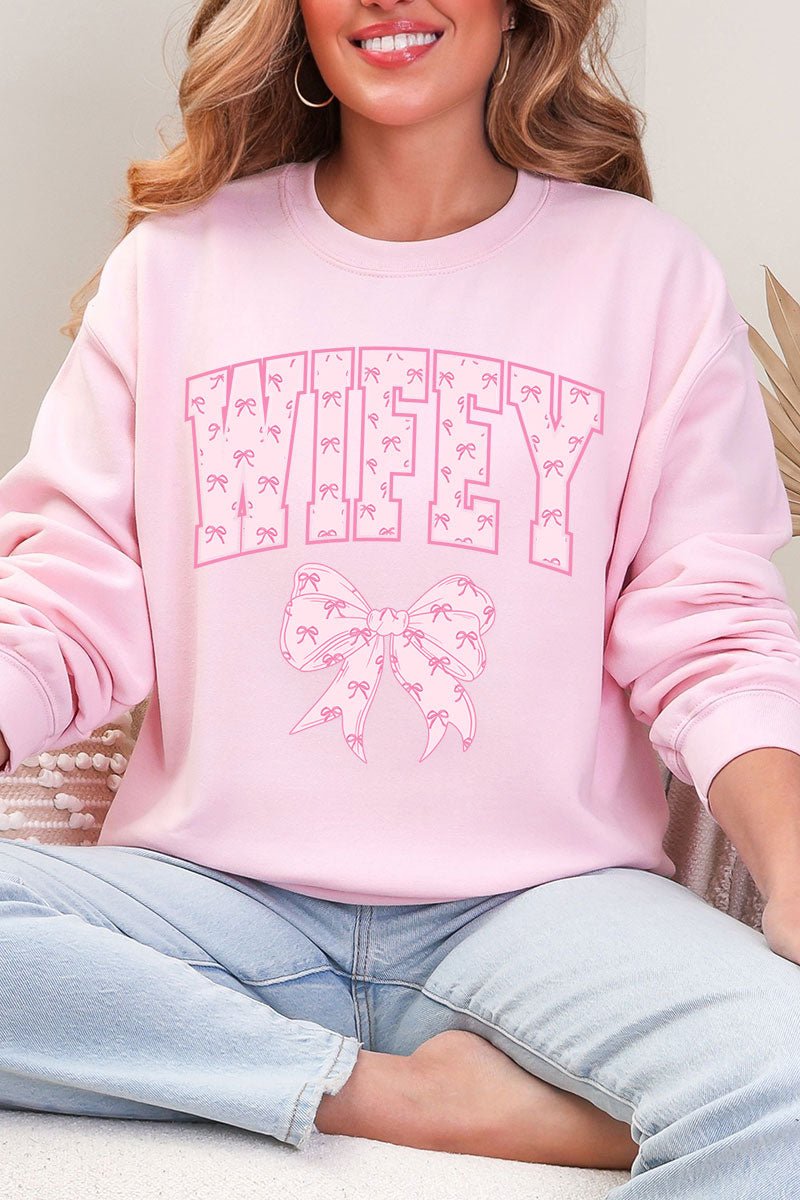 Pink Wifey Coquette Heavy Blend Crew Sweatshirt - Wholesale Accessory Market