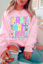 Pray Wait Trust Bright Doodle Heavy Blend Crew Sweatshirt - Wholesale Accessory Market