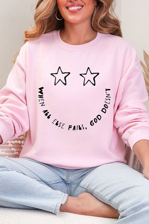 Star Eyes God Never Fails Heavy Blend Crew Sweatshirt - Wholesale Accessory Market