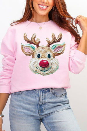 The Colorful Painted Reindeer Heavy Blend Crew Sweatshirt - Wholesale Accessory Market