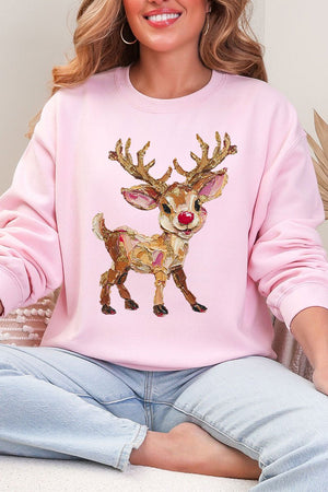 The Painted Red Nose Reindeer Heavy Blend Crew Sweatshirt - Wholesale Accessory Market