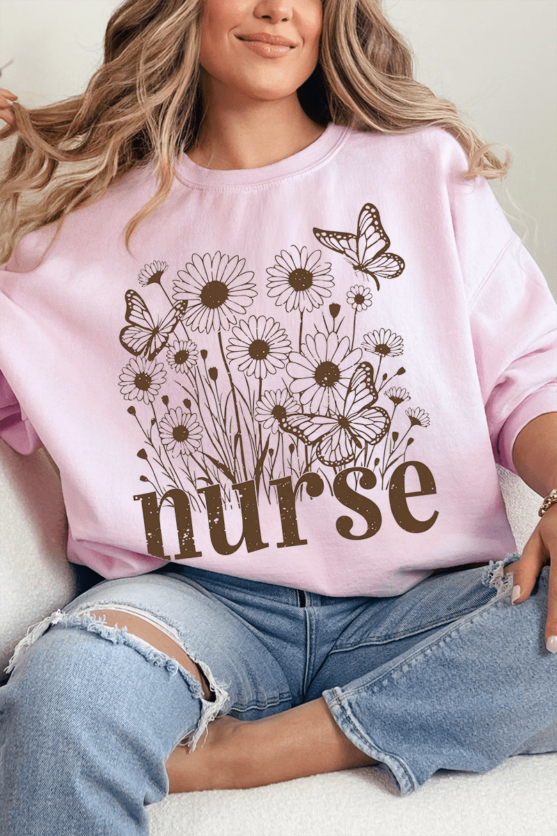 Wildflower Nurse Heavy Blend Crew Sweatshirt - Wholesale Accessory Market