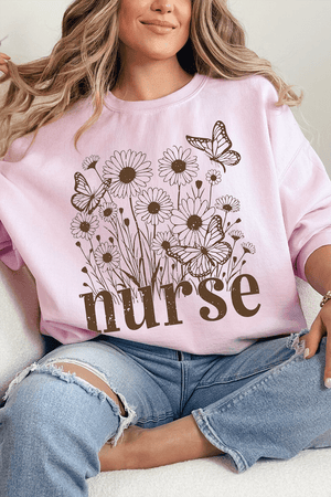 Wildflower Nurse Heavy Blend Crew Sweatshirt - Wholesale Accessory Market