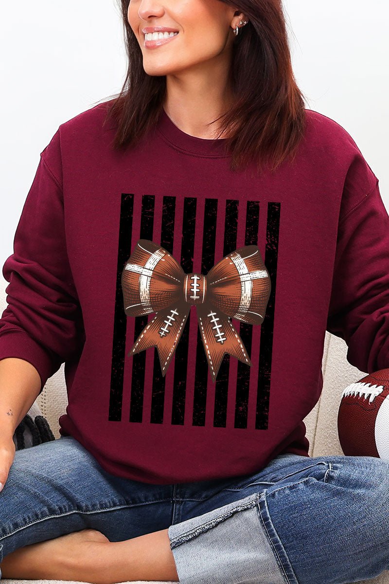 Black Varsity Bow Heavy Blend Crew Sweatshirt - Wholesale Accessory Market