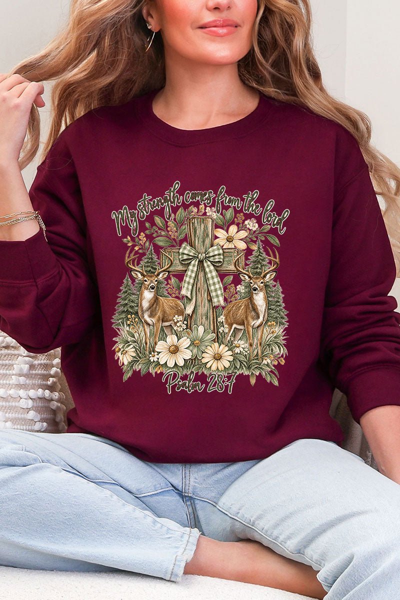 My Strength Woodland Deer Heavy Blend Crew Sweatshirt - Wholesale Accessory Market