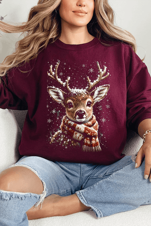 Snow Kissed Reindeer Heavy Blend Crew Sweatshirt - Wholesale Accessory Market