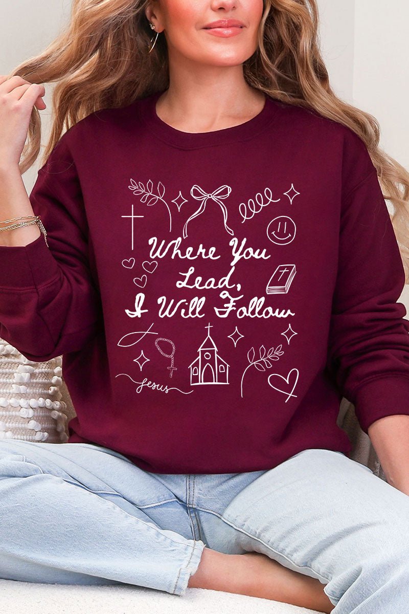 Where You Lead, I Will Follow Heavy Blend Crew Sweatshirt - Wholesale Accessory Market