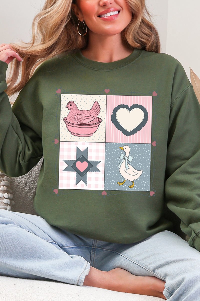 Side Bows Heartfelt Goose Heavy - weight Crew Sweatshirt - Wholesale Accessory Market