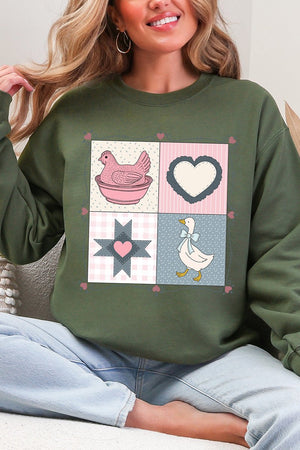 Side Bows Heartfelt Goose Heavy - weight Crew Sweatshirt - Wholesale Accessory Market