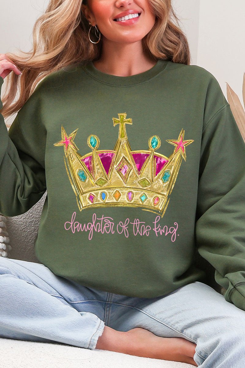 Bejeweled Daughter Of The King Heavy Blend Crew Sweatshirt - Wholesale Accessory Market