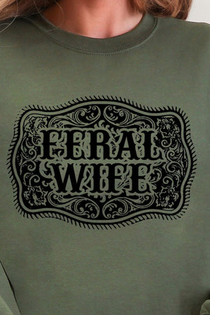 Belt Buckle Feral Wife Heavy Blend Crew Sweatshirt - Wholesale Accessory Market