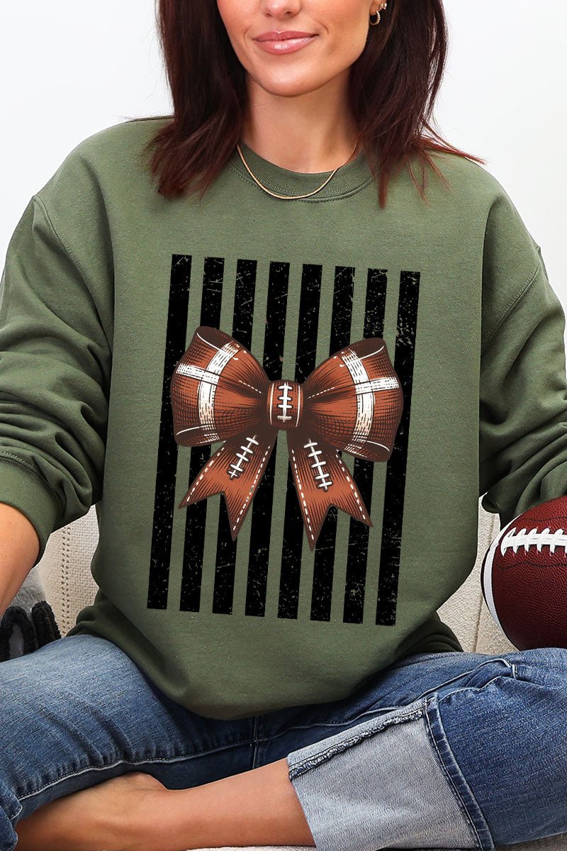 Black Varsity Bow Heavy Blend Crew Sweatshirt - Wholesale Accessory Market