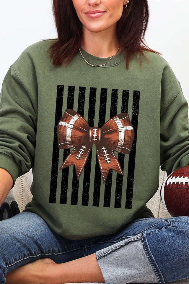 Black Varsity Bow Heavy Blend Crew Sweatshirt - Wholesale Accessory Market