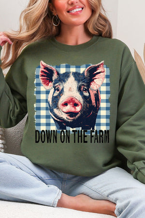 Down By The Farm Pig Heavy Blend Crew Sweatshirt - Wholesale Accessory Market