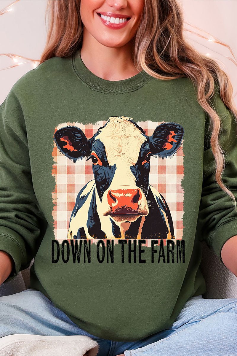 Down On The Farm Cow Heavy Blend Crew Sweatshirt - Wholesale Accessory Market