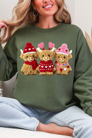 Faux Yarn Highland Hearts Heavy Blend Crew Sweatshirt - Wholesale Accessory Market