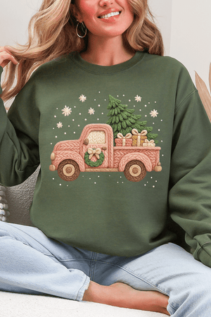 Faux Yarn Holly Jolly Haul Heavy Blend Crew Sweatshirt - Wholesale Accessory Market