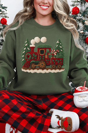 Faux Yarn Mistletoe Express Heavy Blend Crew Sweatshirt - Wholesale Accessory Market