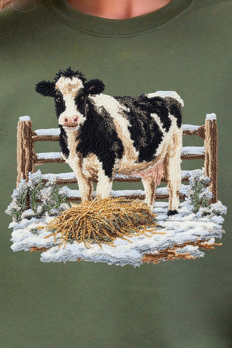 Faux Yarn Moo In The Snow Heavy Blend Crew Sweatshirt - Wholesale Accessory Market