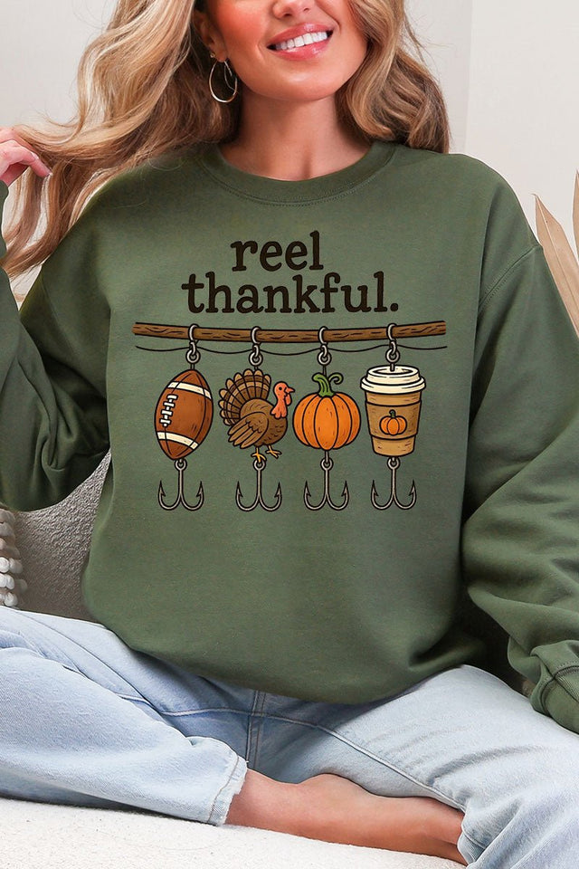 Reel Thankful Heavy Blend Crew Sweatshirt - Wholesale Accessory Market