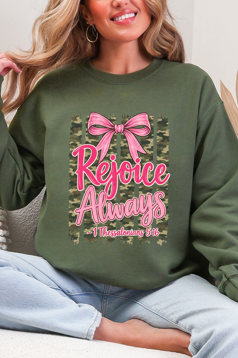 Rejoice Always Girly Camo Heavy Blend Crew Sweatshirt - Wholesale Accessory Market