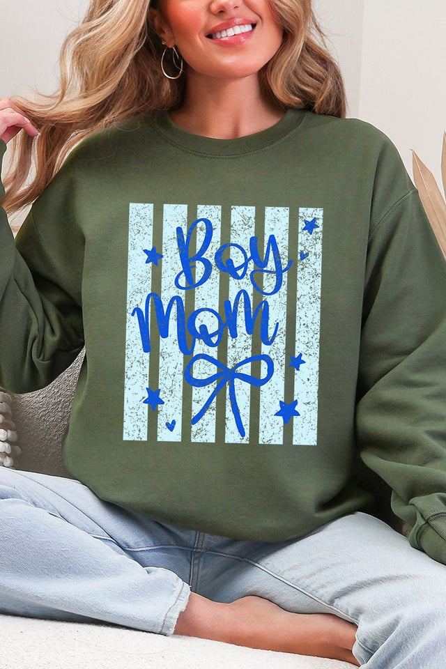 Striped Stars Boy Mom Heavy Blend Crew Sweatshirt - Wholesale Accessory Market