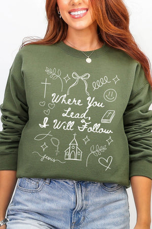 Where You Lead, I Will Follow Heavy Blend Crew Sweatshirt - Wholesale Accessory Market