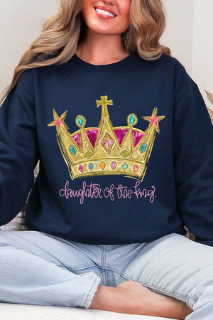 Bejeweled Daughter Of The King Heavy Blend Crew Sweatshirt - Wholesale Accessory Market