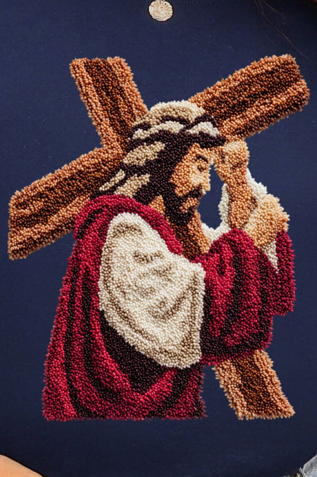 Faux Yarn Jesus At The Cross Heavy Blend Crew Sweatshirt - Wholesale Accessory Market