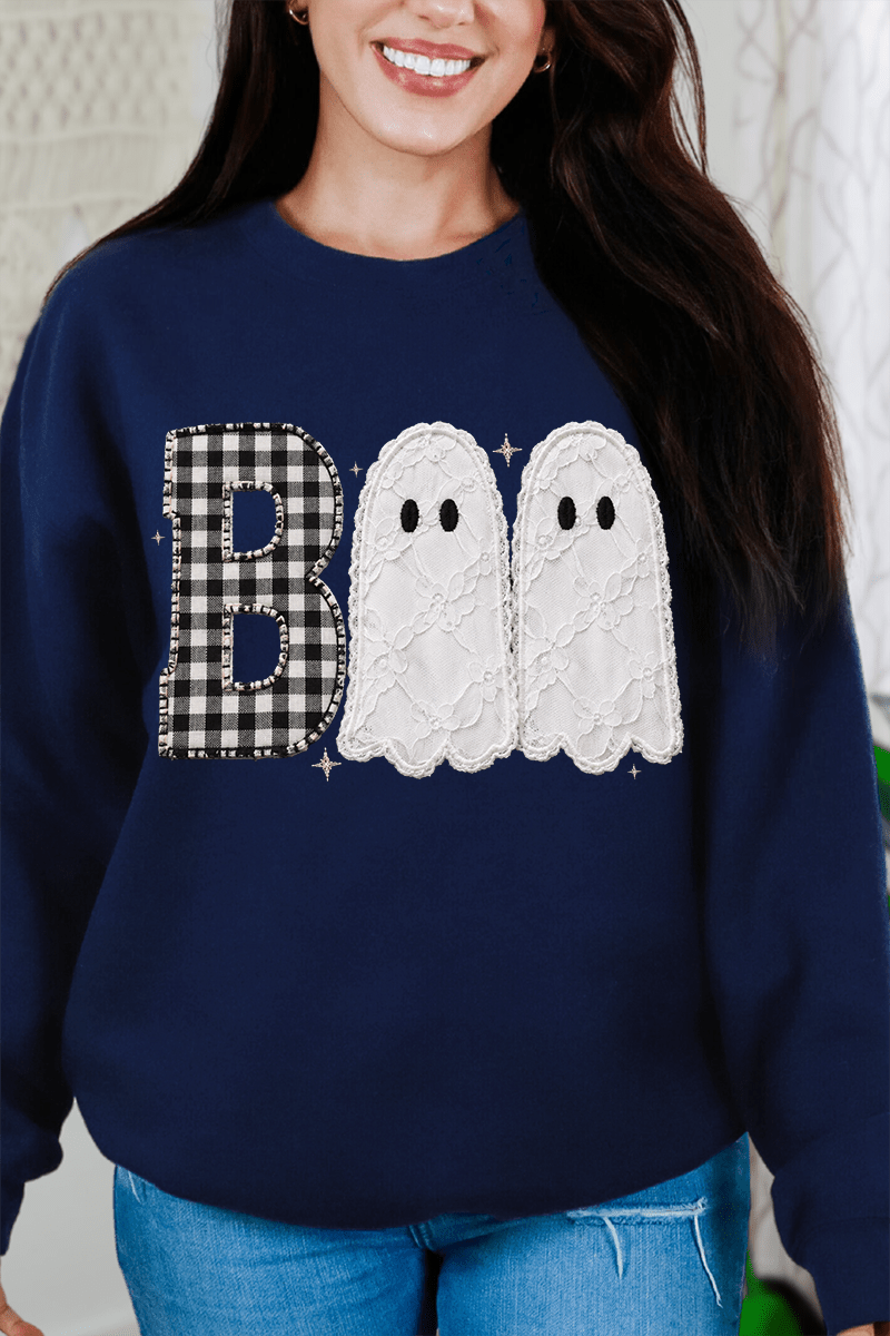 Gingham & Lace Boo Heavy Blend Crew Sweatshirt - Wholesale Accessory Market