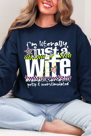 Literally Just A Wife Heavy Blend Crew Sweatshirt - Wholesale Accessory Market