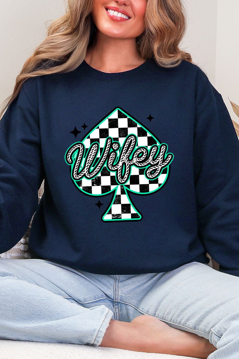 Lucky Spade Wifey Heavy Blend Crew Sweatshirt - Wholesale Accessory Market