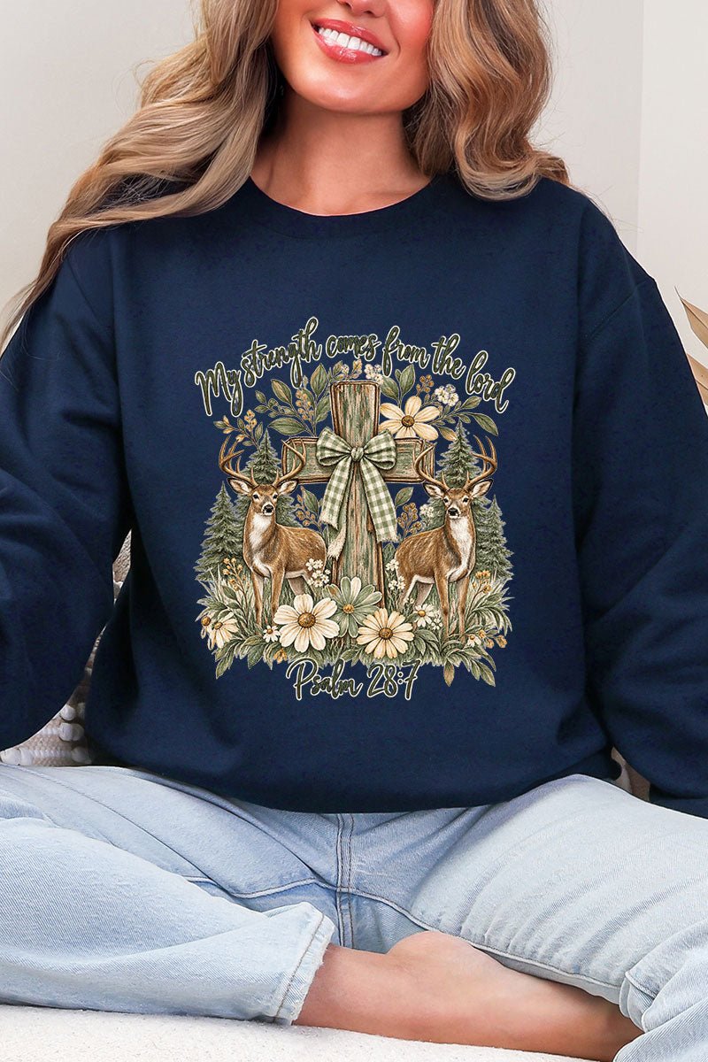 My Strength Woodland Deer Heavy Blend Crew Sweatshirt - Wholesale Accessory Market