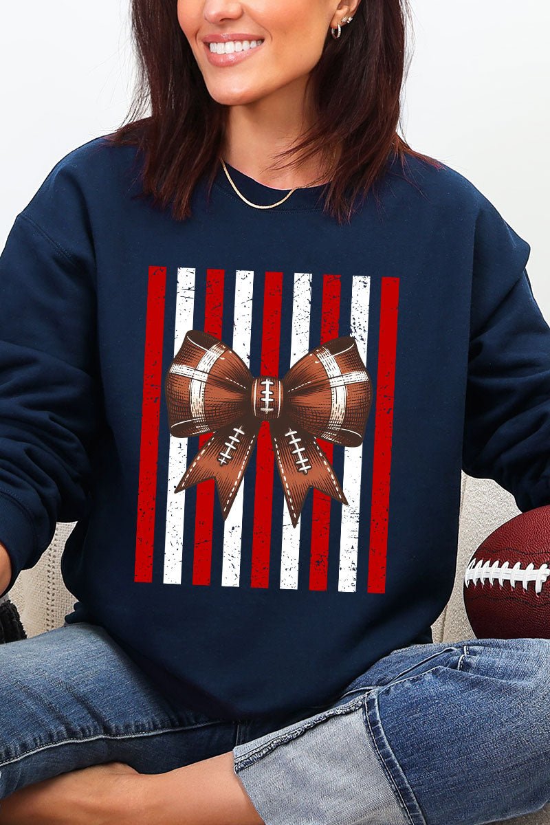 Red & White Varsity Bow Heavy Blend Crew Sweatshirt - Wholesale Accessory Market