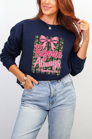 Rejoice Always Girly Camo Heavy Blend Crew Sweatshirt - Wholesale Accessory Market