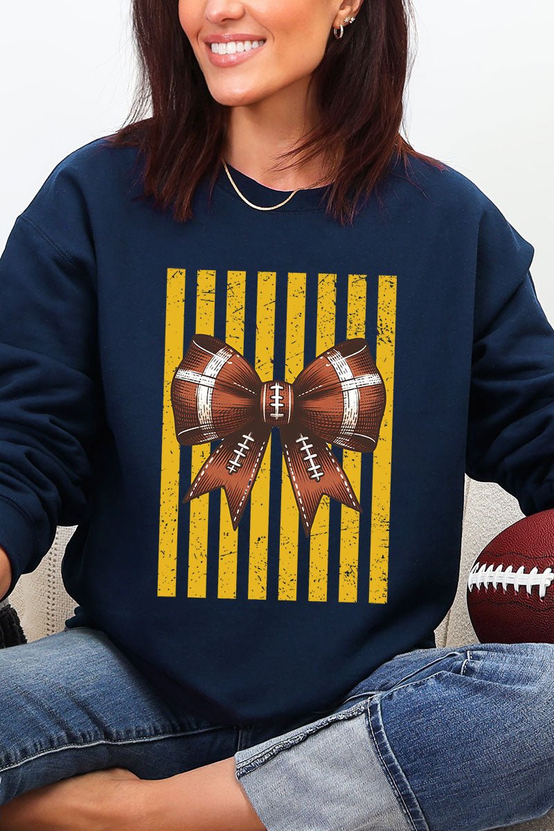 Yellow Gold Varsity Bow Heavy Blend Crew Sweatshirt - Wholesale Accessory Market