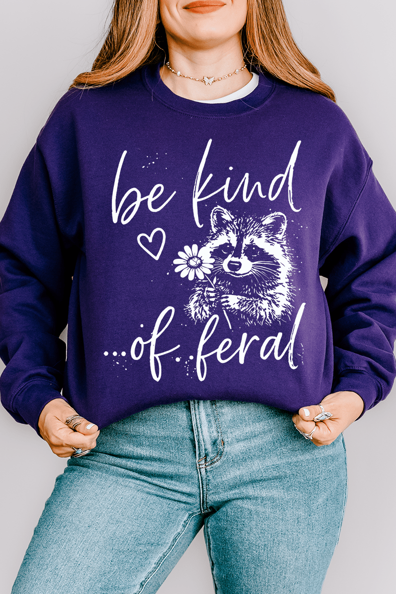 Be Kind Of Feral Raccoon Heavy Blend Crew Sweatshirt - Wholesale Accessory Market