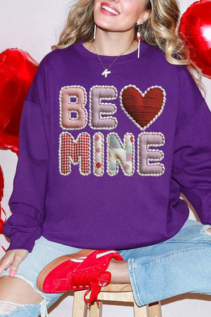 Be Mine Faux Yarn Heavy Blend Crew Sweatshirt - Wholesale Accessory Market