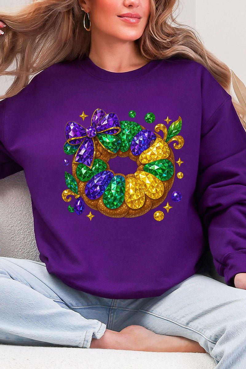 Faux Rhinestone King Cake Heavy Blend Crew Sweatshirt - Wholesale Accessory Market