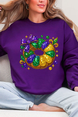 Faux Rhinestone King Cake Heavy Blend Crew Sweatshirt - Wholesale Accessory Market