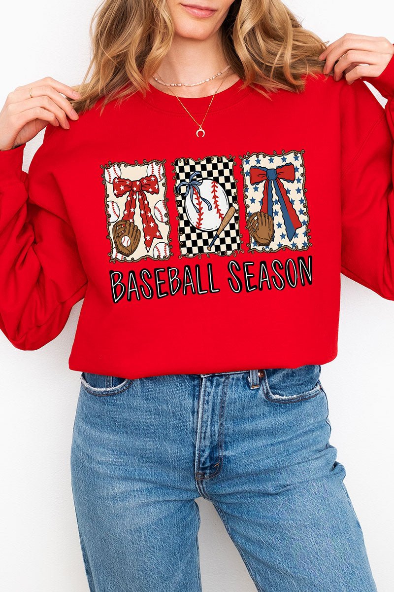Baseball Season Ribbon Heavy Blend Crew Sweatshirt - Wholesale Accessory Market