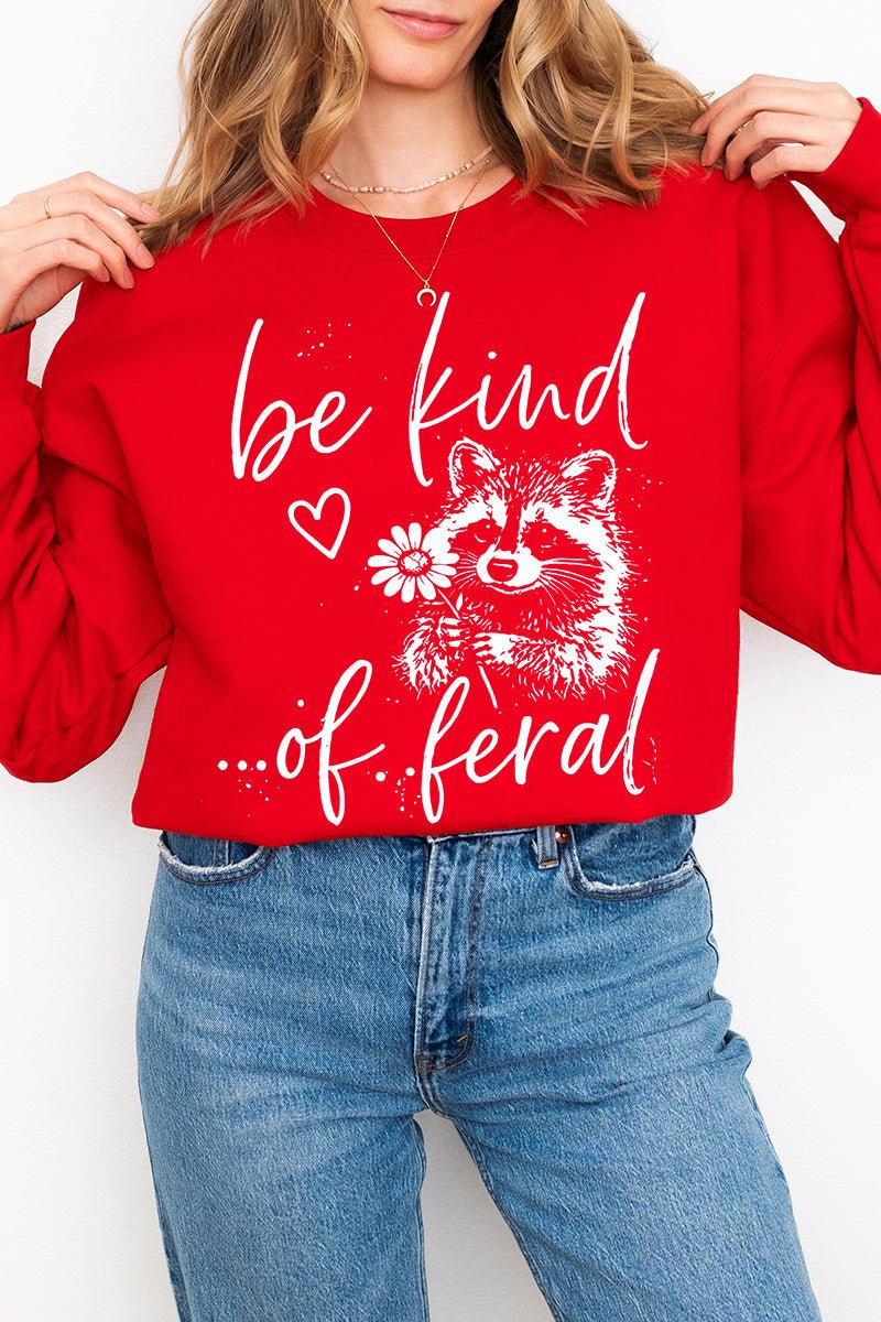 Be Kind Of Feral Raccoon Heavy Blend Crew Sweatshirt - Wholesale Accessory Market