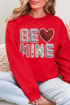 Be Mine Faux Yarn Heavy Blend Crew Sweatshirt - Wholesale Accessory Market