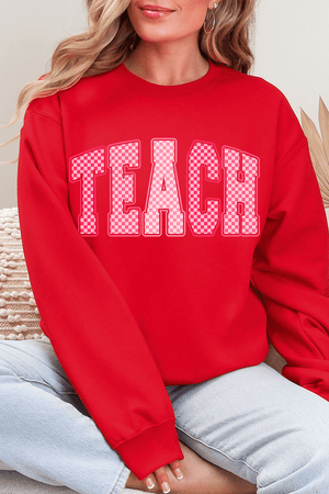 Checkered Teach Heavy Blend Crew Sweatshirt - Wholesale Accessory Market