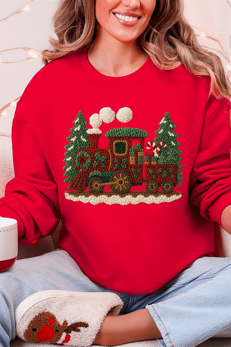 Faux Yarn Mistletoe Express Heavy Blend Crew Sweatshirt - Wholesale Accessory Market