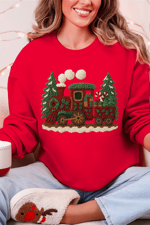 Faux Yarn Mistletoe Express Heavy Blend Crew Sweatshirt - Wholesale Accessory Market