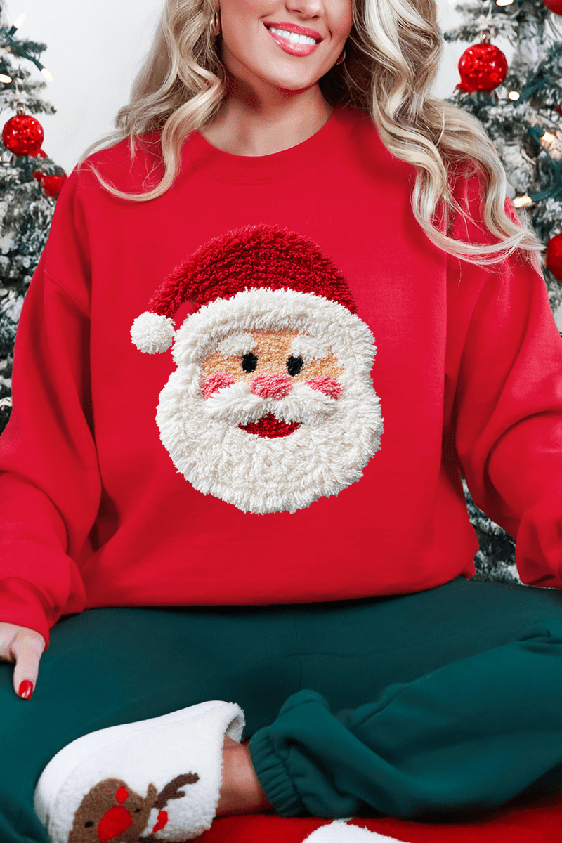 Faux Yarn Stitched With Cheer Santa Heavy Blend Crew Sweatshirt - Wholesale Accessory Market