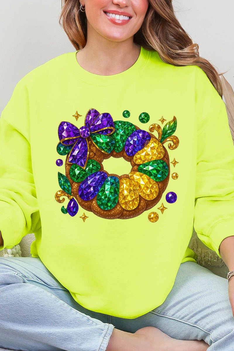 Faux Rhinestone King Cake Heavy Blend Crew Sweatshirt - Wholesale Accessory Market