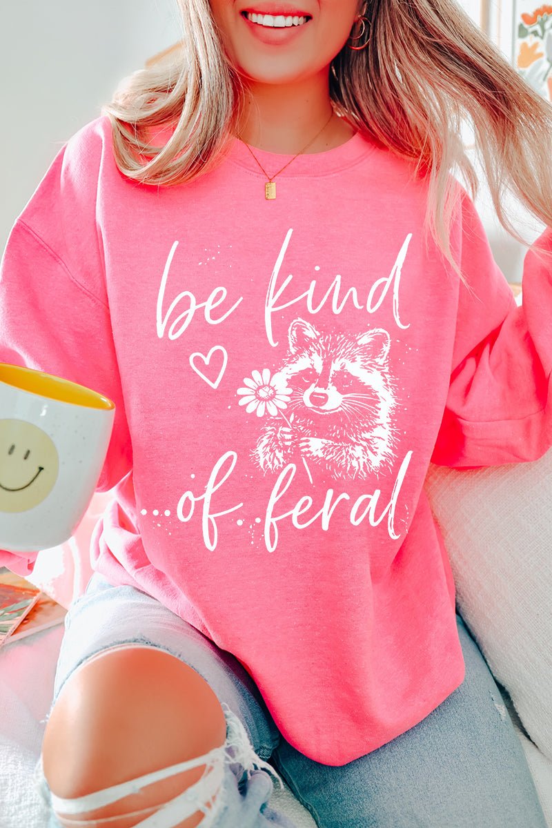 Be Kind Of Feral Raccoon Heavy Blend Crew Sweatshirt - Wholesale Accessory Market
